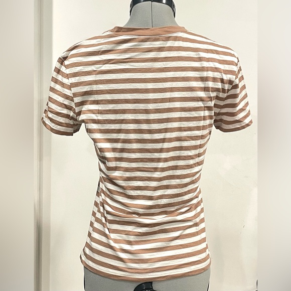 NWOT Theory Camel/white Striped Pima Short Sleeve Tee szS - Picture 8 of 11